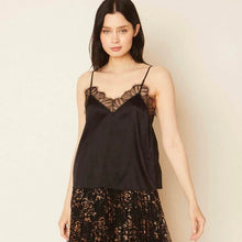 Load image into Gallery viewer, Gia Black Lace Trim tank
