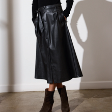 Load image into Gallery viewer, Teagan Vegan Leather Belted Skirt
