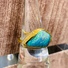 Load image into Gallery viewer, Boulder Opal Ellipse Halo Ring