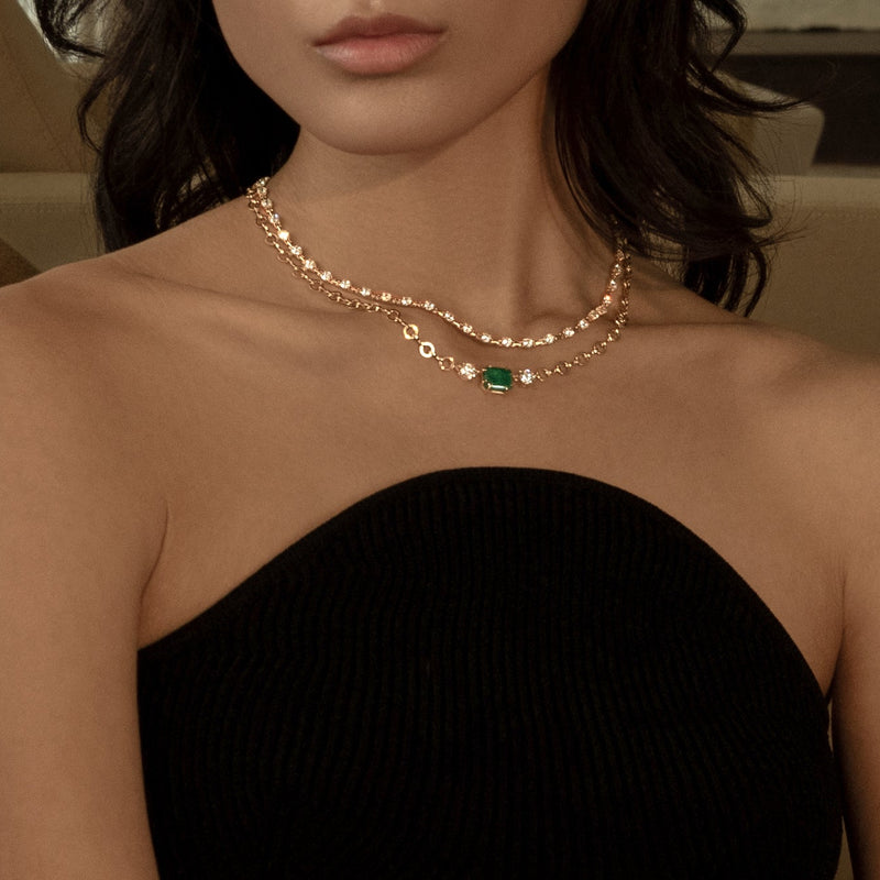 Pirouette Large Front Diamon Tennis Necklace