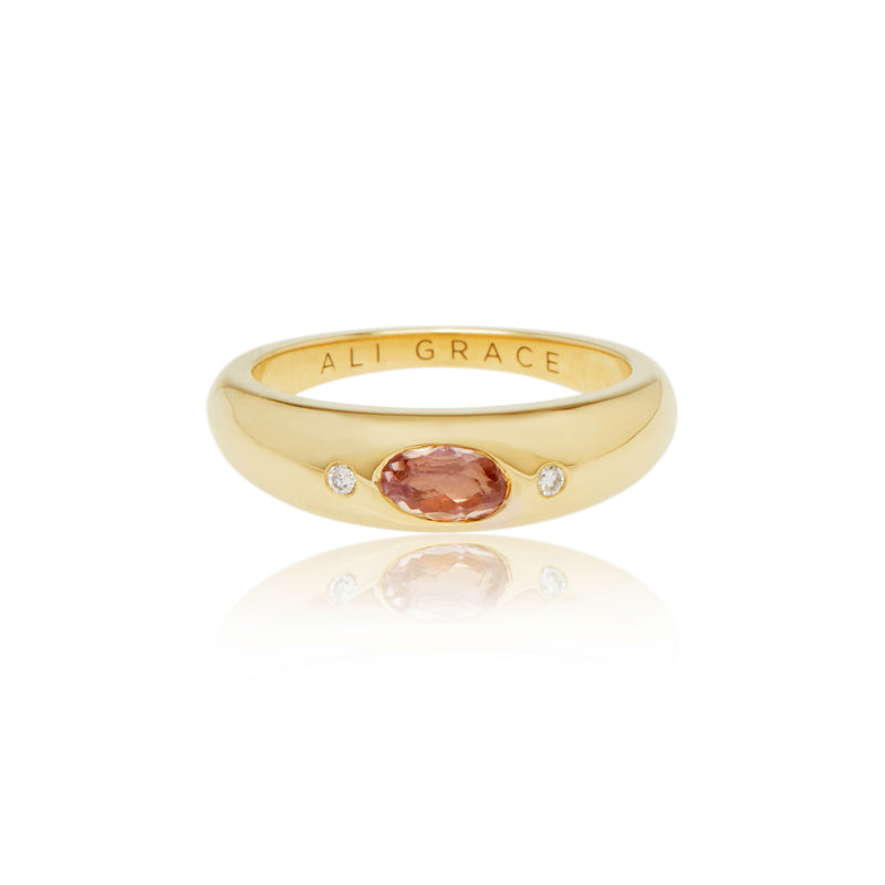 Pink Tourmaline & Diamond Mini Bubble Ring