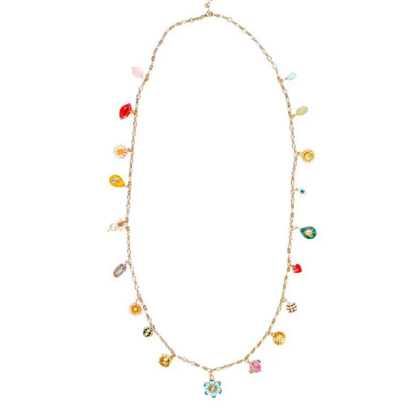 Grigri Necklace Long Chain Multicolor