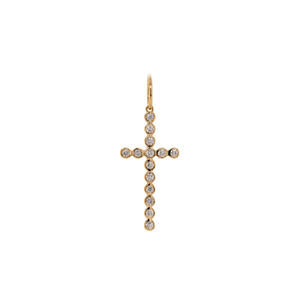 14K Bezel-Set Diamond Cross