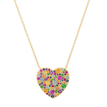 Load image into Gallery viewer, 14K Classic Multi Colored Heart Necklace
