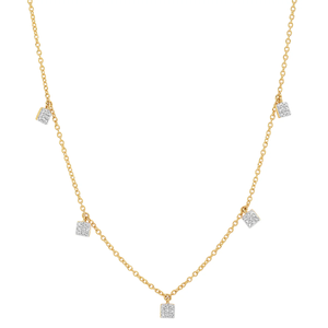 14K Diamond Mini Square Neck