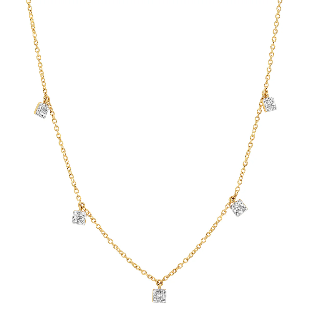 14K Diamond Mini Square Neck