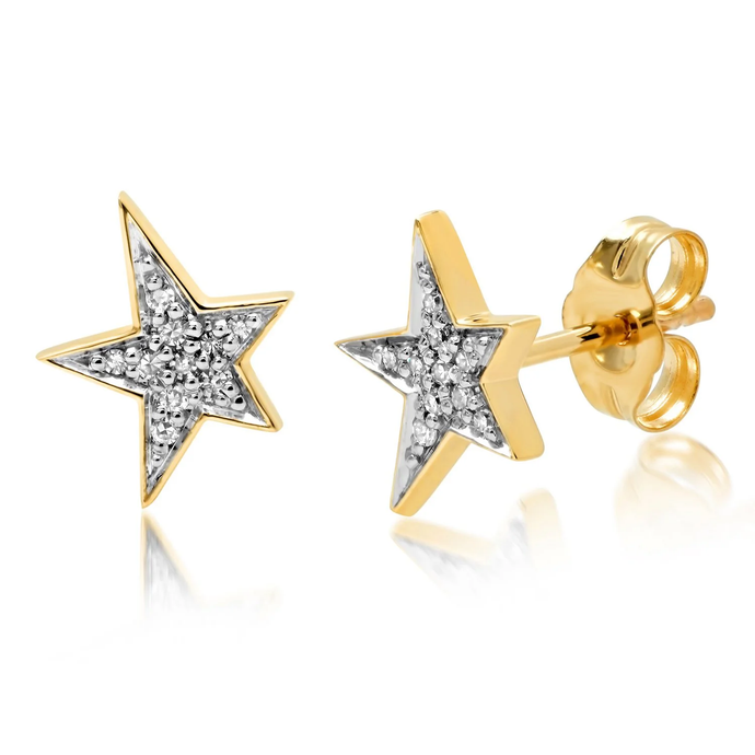 14K Diamond Star Studs