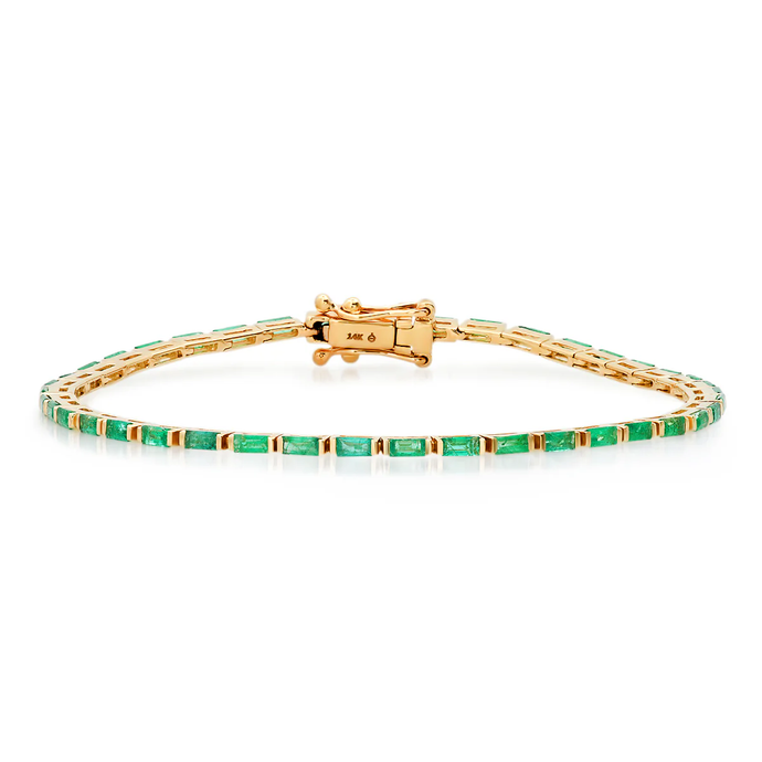 14K Emerald Baguette Tennis Bracelet