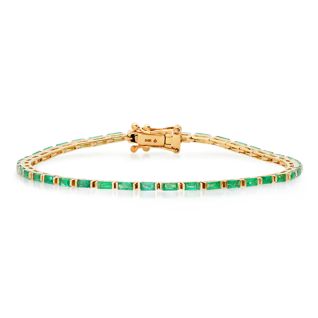 14K Emerald Baguette Tennis Bracelet