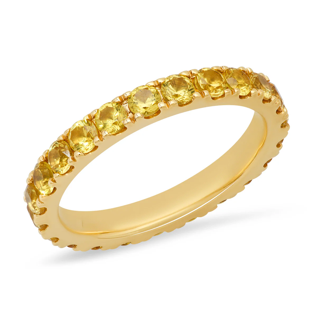 14K Large Yellow Sapphire Eternity Band