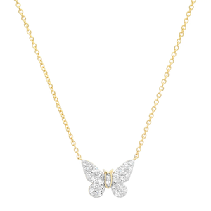 14K Mini Diamond Butterfly Necklace