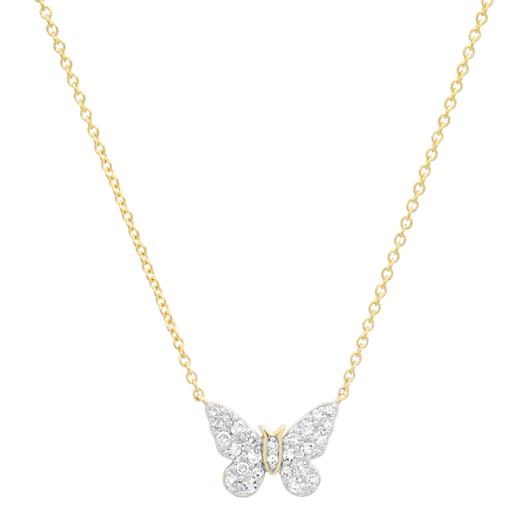 14K Mini Diamond Butterfly Necklace
