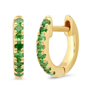 14K Mini Tsavorite Huggies