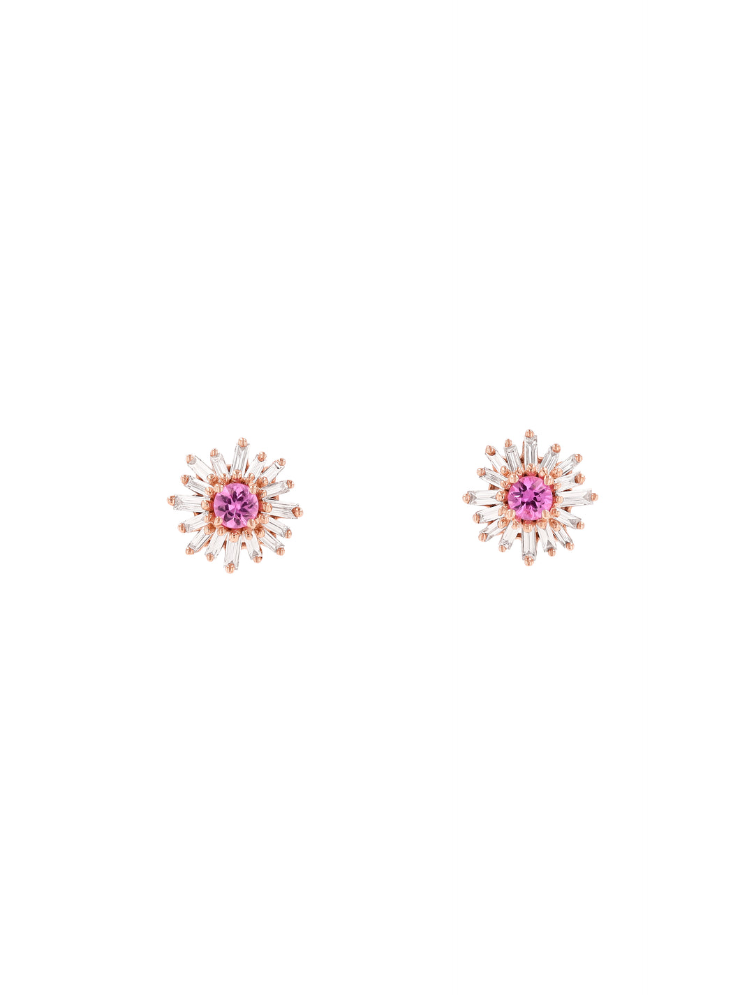 18K RG One of a Kind Pink Sapphire Stud Earrings