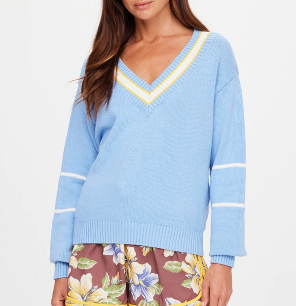 Rever Josette V Neck Sweater — Pink Lagoon Boutique, Solana Beach
