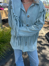 Load image into Gallery viewer, Light Blue Sky Suede Jacket
