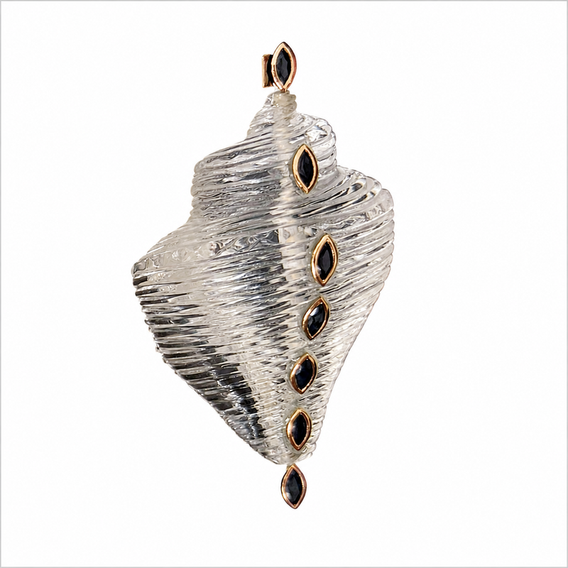 Crystal Tonna Shell With Diamonds Smokey Quartz