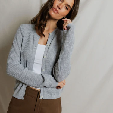 Ada Pointelle Button Down Long Sleeve Sweater — Pink Lagoon Boutique, Solana Beach