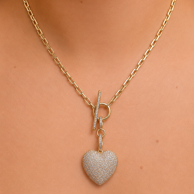 Diamond Toggle Heart Lariat Diamond & Gold Vermeil