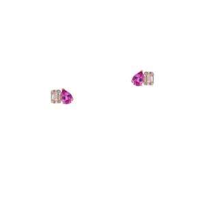 14K Illusion Diamond & Pnk Sapphire Studs