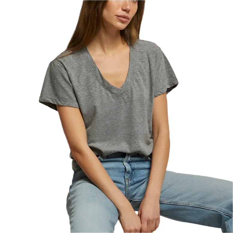 Hendrix Cotton Short Sleeve Boxy V Neck Tee