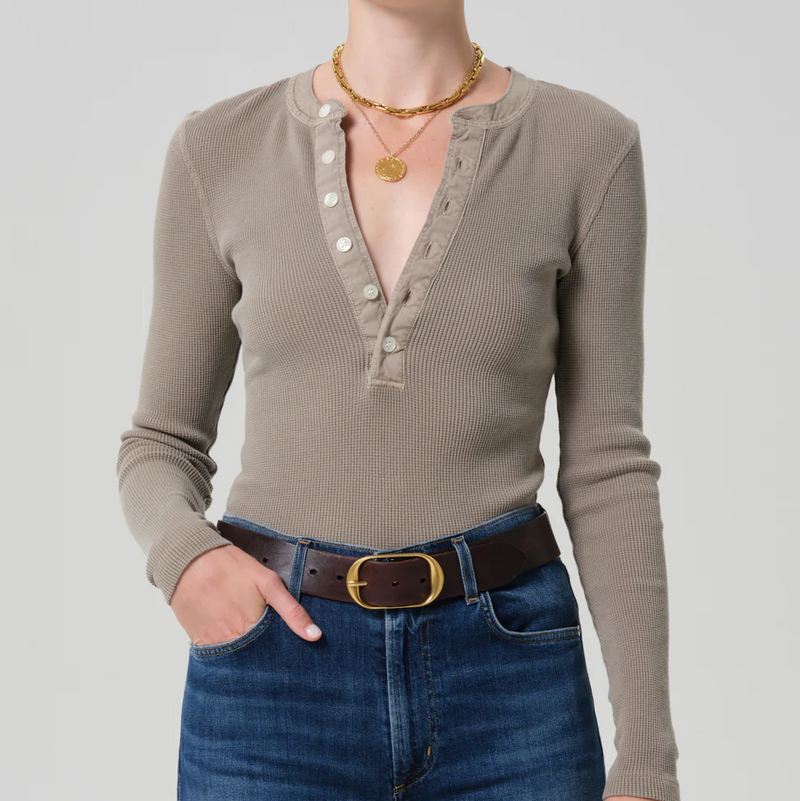 Drea Waffle Henley alternate view