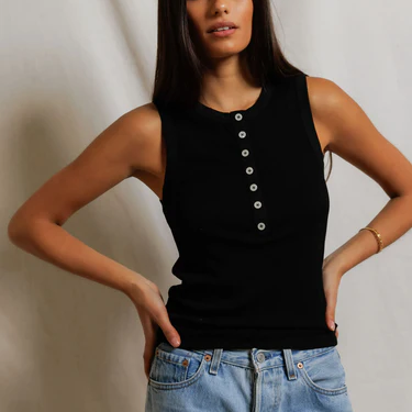 Loretta Quarter Button Down Luxe Rib Tank Top alternate view