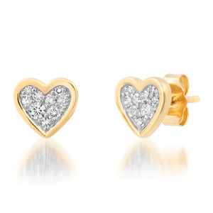 Diamond Bezel Set Heart Studs