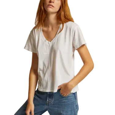 Hendrix Cotton Short Sleeve Boxy V Neck Tee