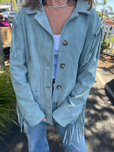 Load image into Gallery viewer, Light Blue Sky Suede Jacket
