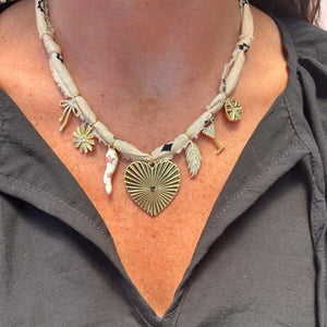 Beige Heart Bandana Necklace