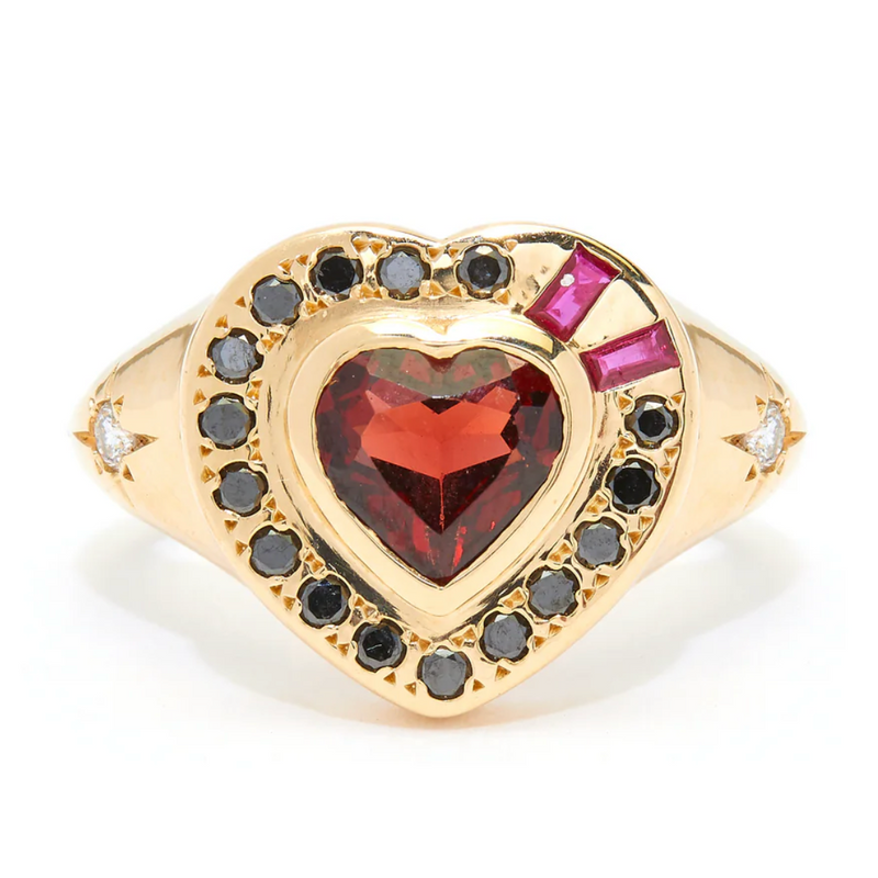 14K YG The Corazon Ring w/ Garnet