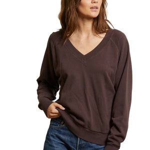 Sinead Relaxed French Terry V Neck Sweatshirt