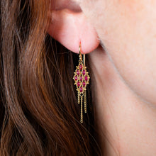 Load image into Gallery viewer, Small Textile Ruby Earrings
