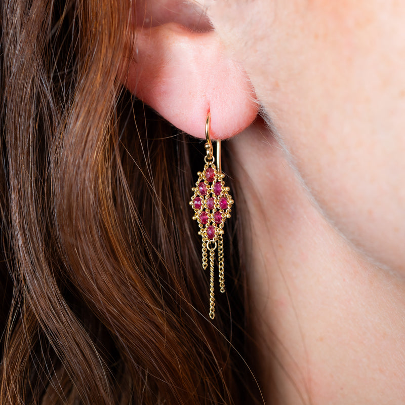 Small Textile Ruby Earrings alternate view