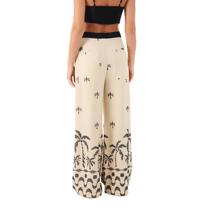 Orla Embroidery Linen Wide Leg Pants
