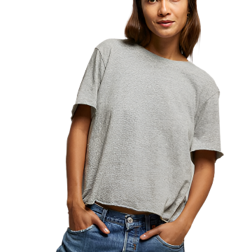 Eddie Slightly Oversized Boxy Crew/Raw Hem Tee