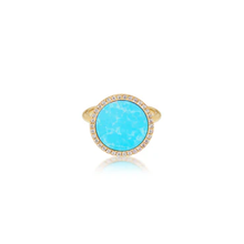 Load image into Gallery viewer, Turquoise Inlay &amp; Diamond Perimeter Ring
