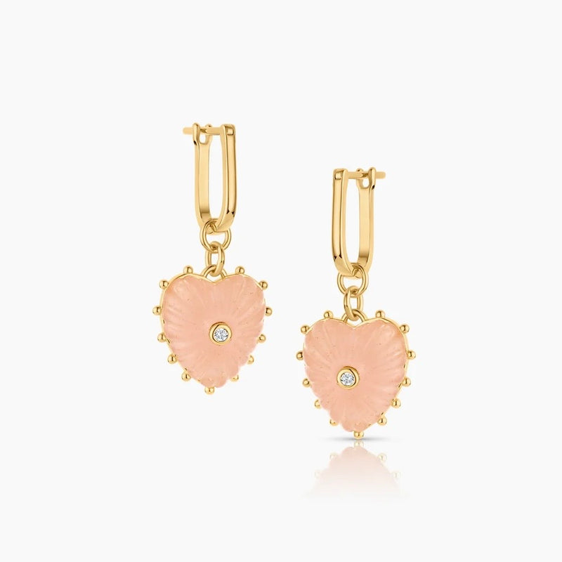 Isabel Pink Jade Heart Earrings
