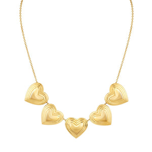 5 Point Grooved Heart Necklace