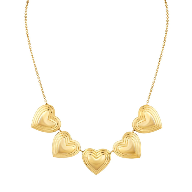 5 Point Grooved Heart Necklace