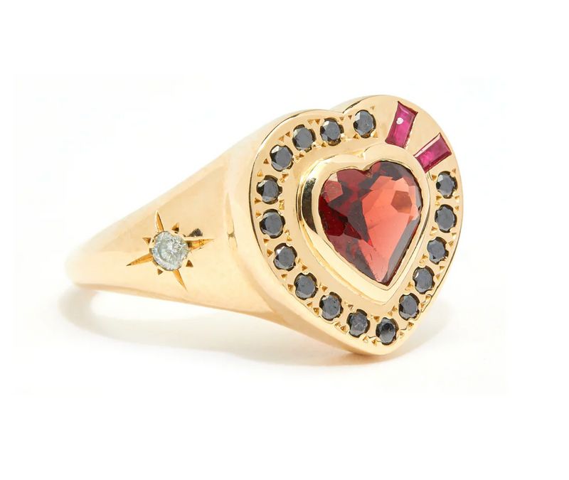 14K YG The Corazon Ring w/ Garnet alternate view