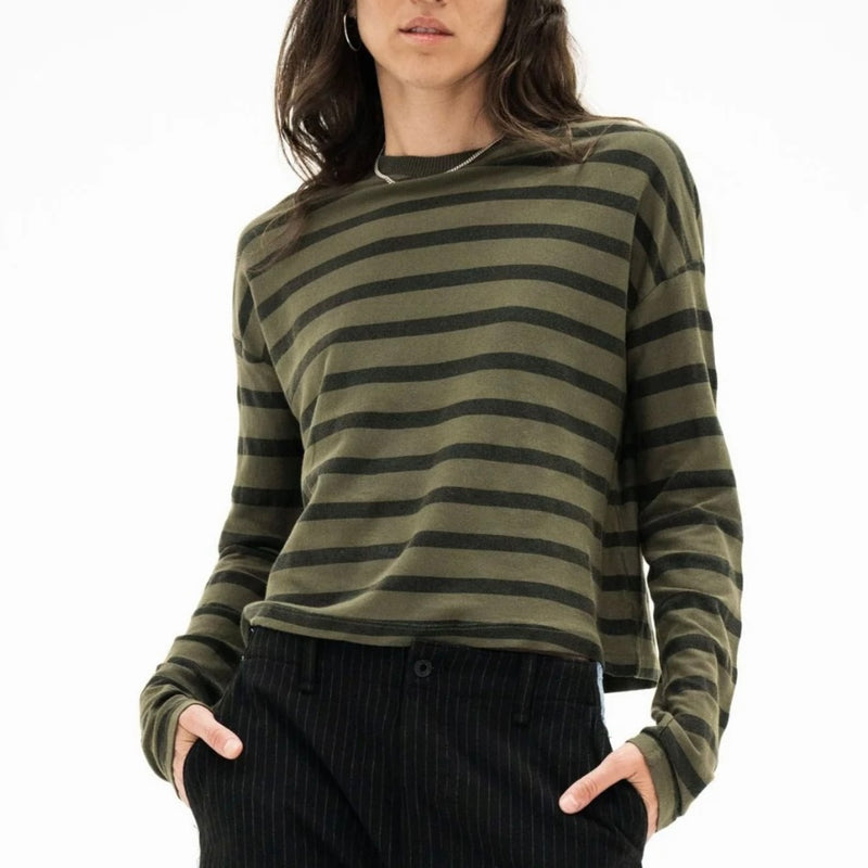Cropped Long Sleeve Tee Stripe