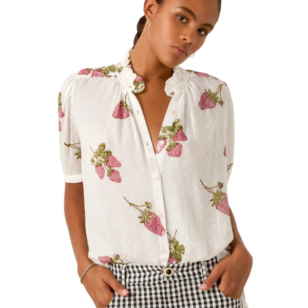 Winnie Strawberry Dot Shirt — Pink Lagoon Boutique, Solana Beach