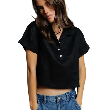 Tabitha Linen 1/4 Button Down Collared Tee