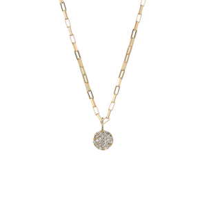 14K YG Petite Round & Pave Diamond Charm