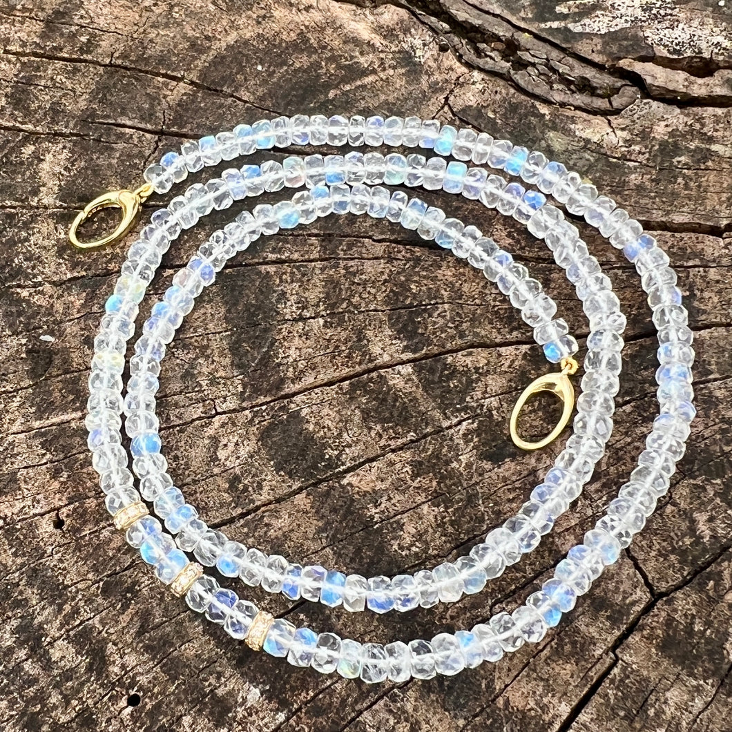 18K YG Faceted Moonstone Beads Necklace