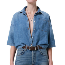 Load image into Gallery viewer, Frances Cropped Cape Button Up
