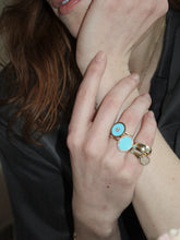 Load image into Gallery viewer, Turquoise Inlay &amp; Diamond Perimeter Ring
