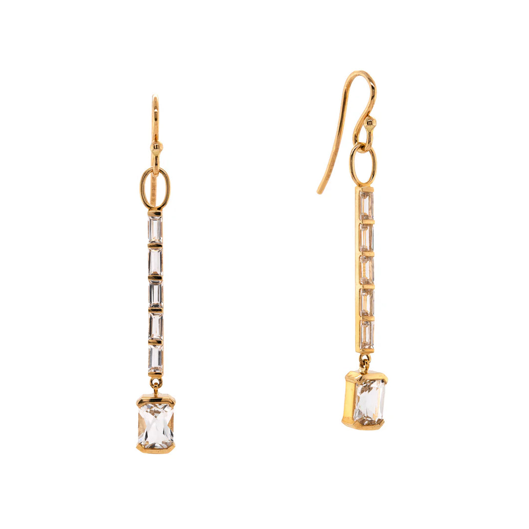 White Topaz Baguette Earrings
